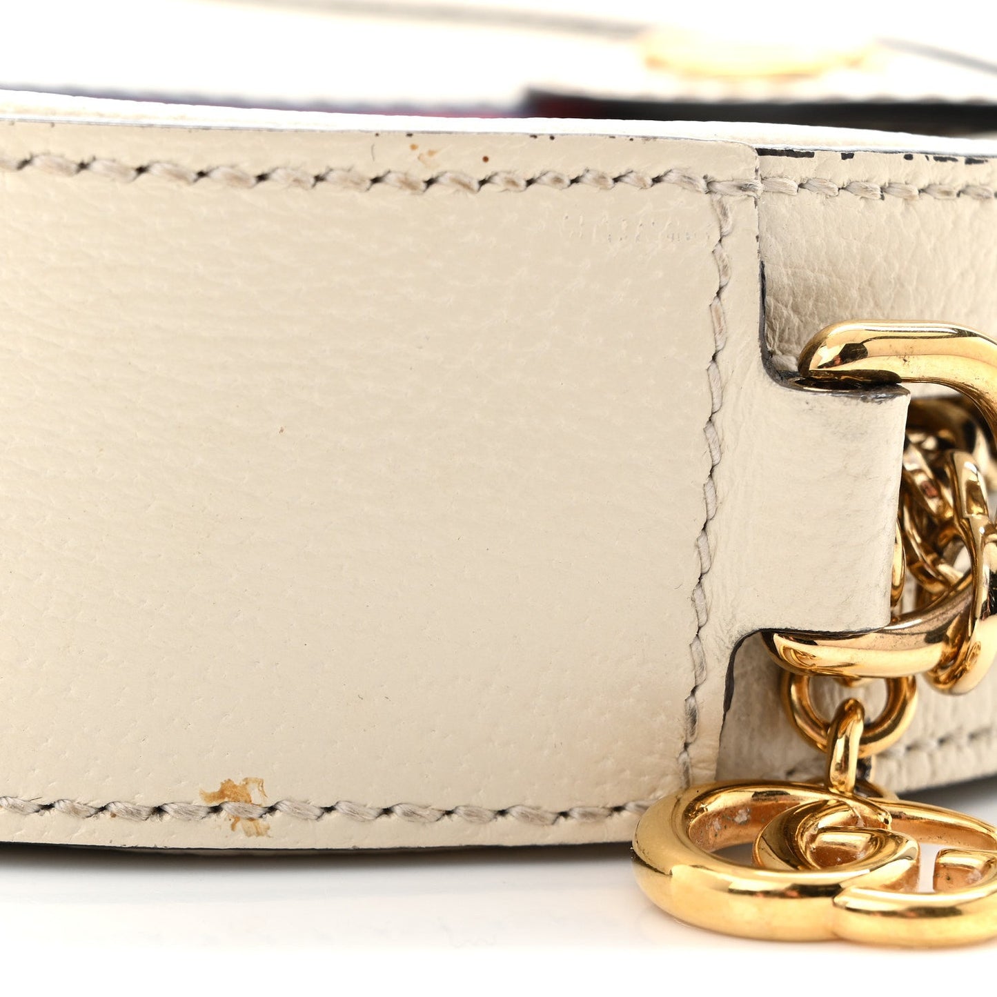 Textured Calfskin Web Mini Ophidia Round Shoulder Bag Mystic White