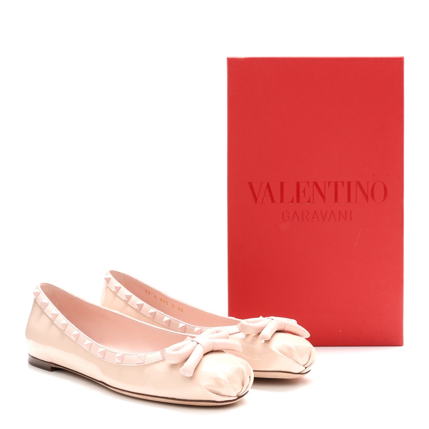 Patent Nappa Rockstud Ballerina Flats 40 Rose Quartz