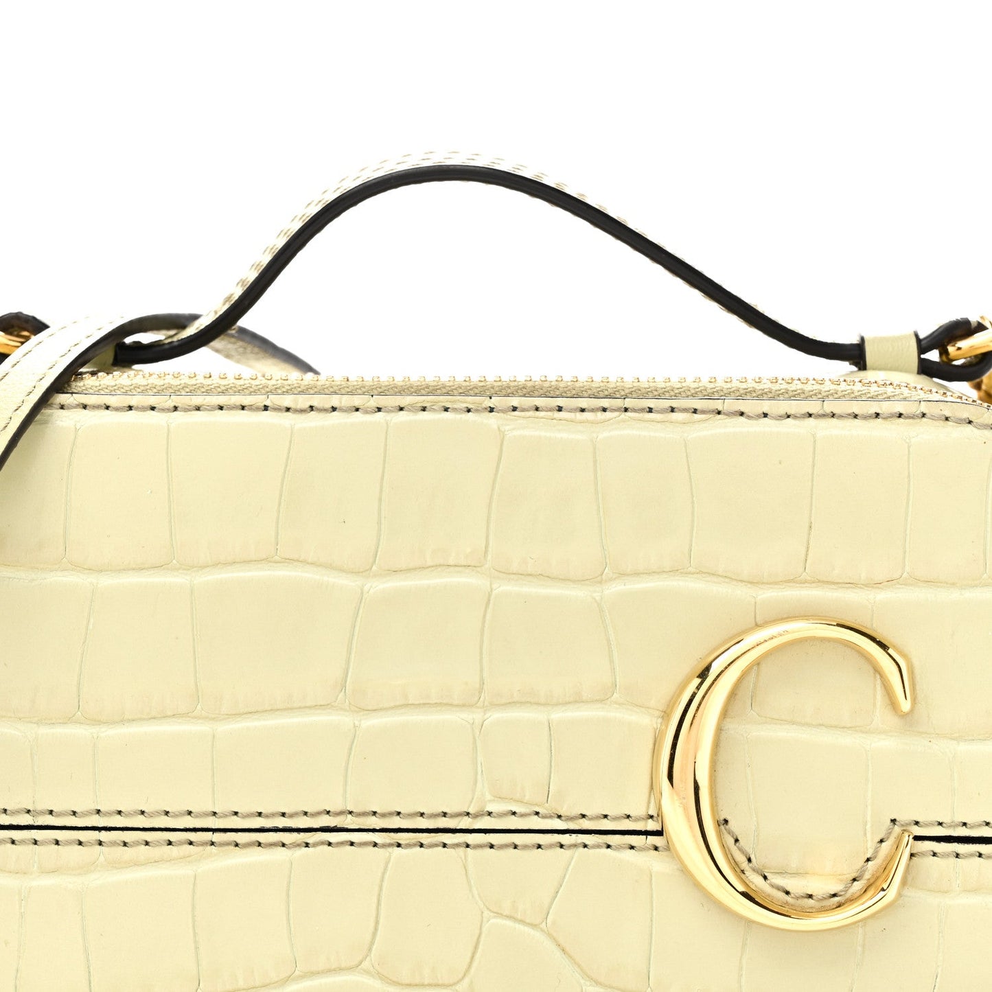 Calfskin Crocodile Embossed Mini C Vanity Bag Light Eucalyptus