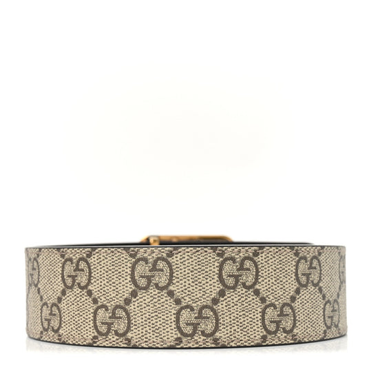 GG Supreme Monogram Reversible GG Marmont Belt 95 38 Beige Ebony New Acero