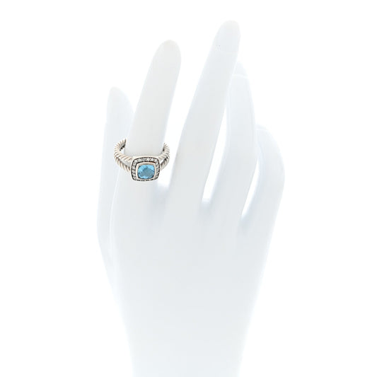 Sterling Silver Diamond Blue Topaz 7mm Petite Albion Ring 54 7