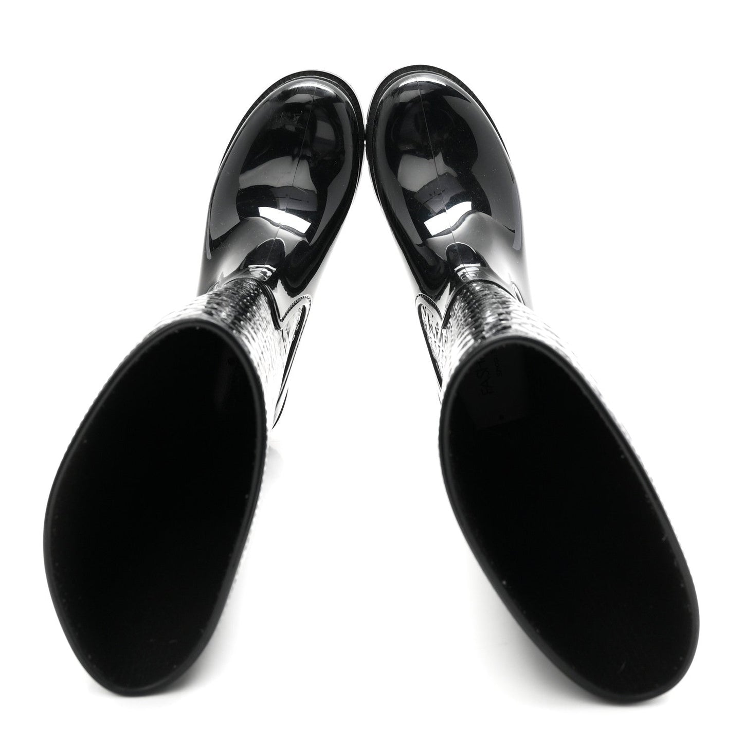 Rubber Embossed Monogram Splash Rain Boots 38 Black