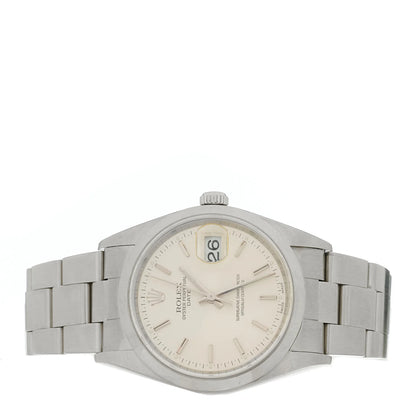 Rolex Stainless Steel 34mm Oyster Perpertual Date Watch Silver 15200