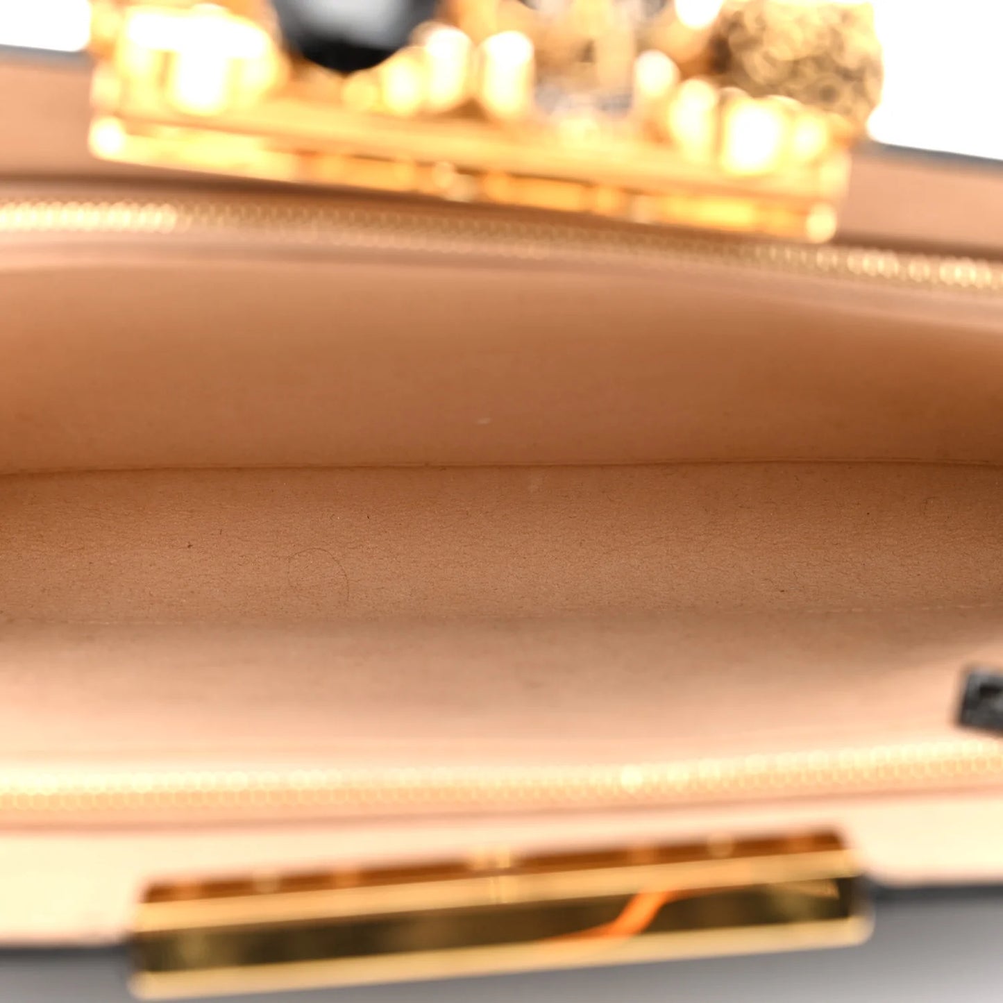 Alexander McQueen Calfskin Crocodile Embossed Knuckle Flat Clutch Black Gold