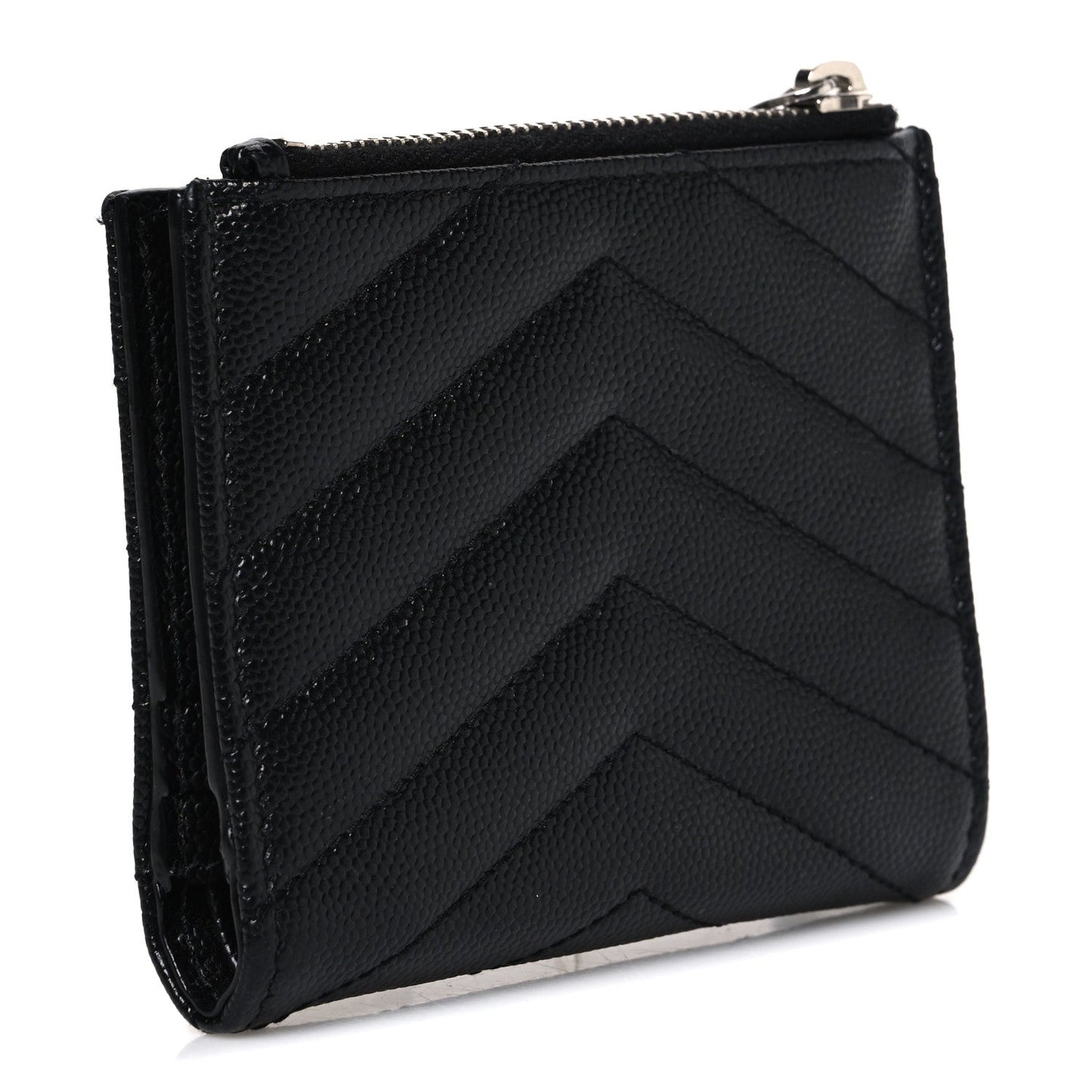 Grain De Poudre Matelasse Chevron Monogram Zipped Card Case Black