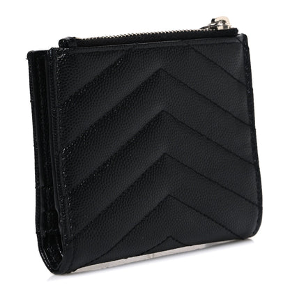 Grain De Poudre Matelasse Chevron Monogram Zipped Card Case Black