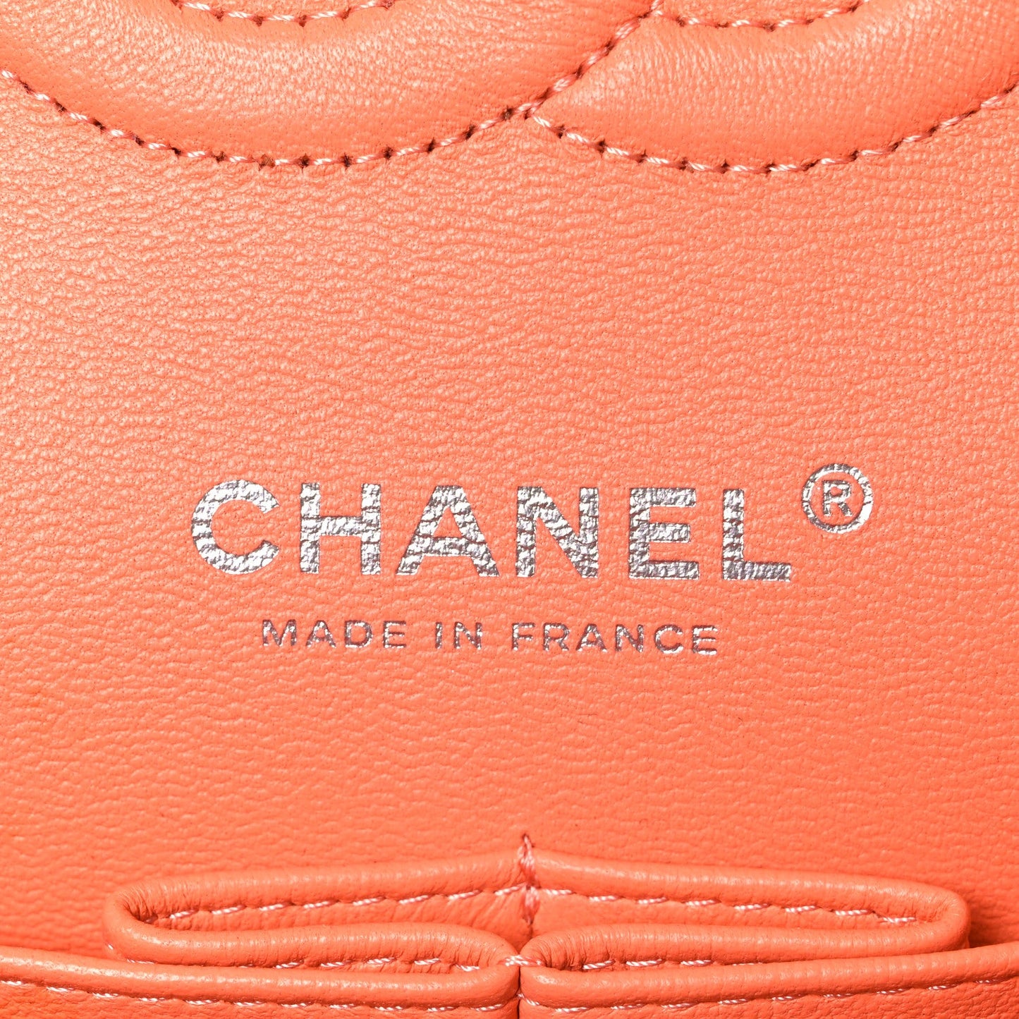 Lambskin Quilted Medium Double Flap Orange