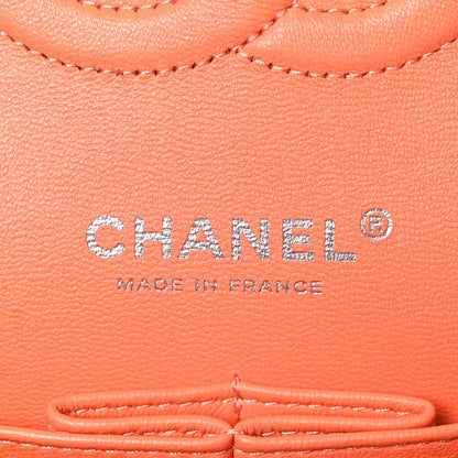 Lambskin Quilted Medium Double Flap Orange