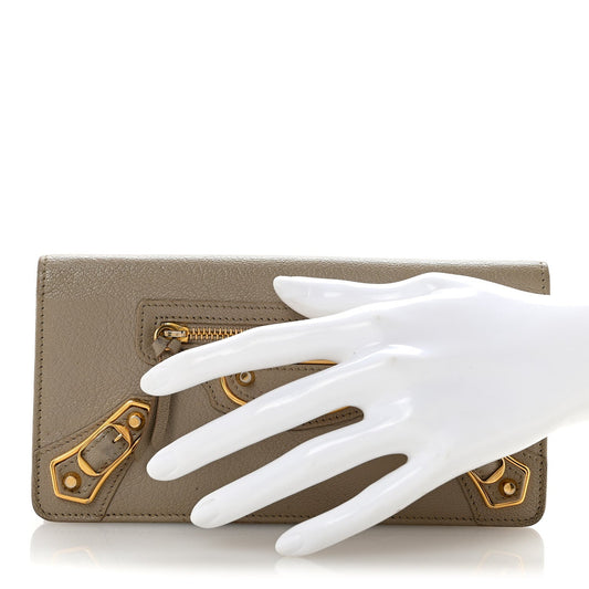 Chevre Gold Metallic Edge Hardware Money Wallet Rose de Sables