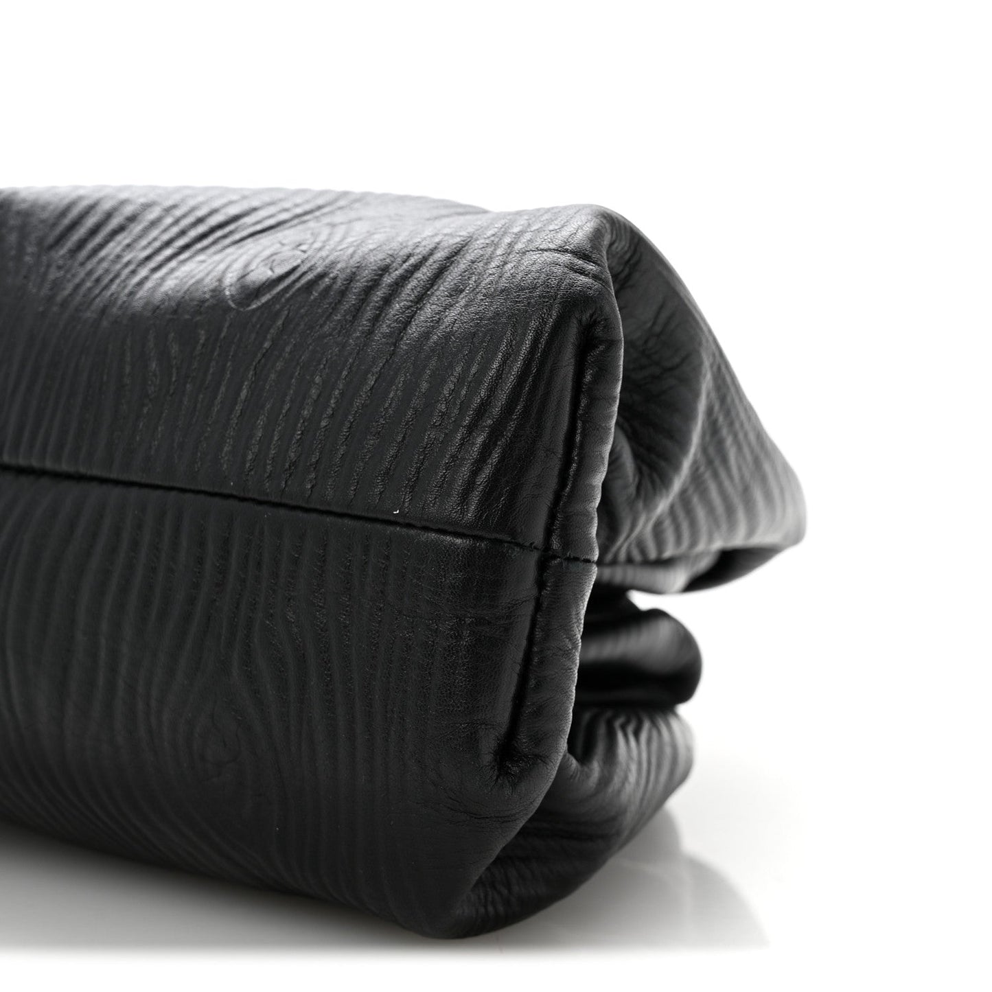 Bark Calfskin Embossed The Pouch Oversized Clutch Black