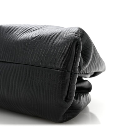 Bark Calfskin Embossed The Pouch Oversized Clutch Black