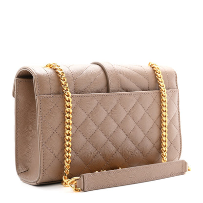 Grain De Poudre Textured Mixed Matelasse Triquilt Small Monogram Satchel Taupe
