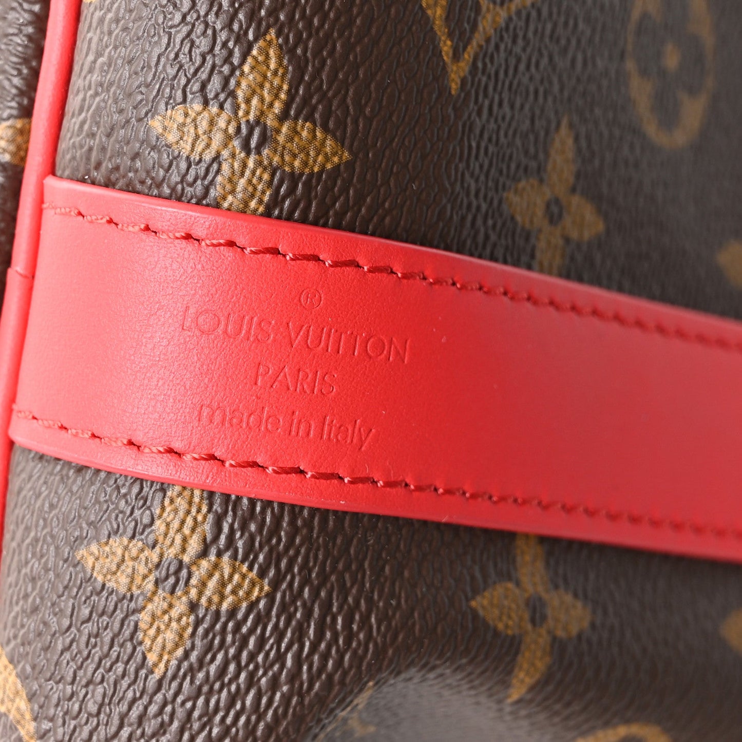 Calfskin Monogram Keepall Bandouliere 50 Coquelicot