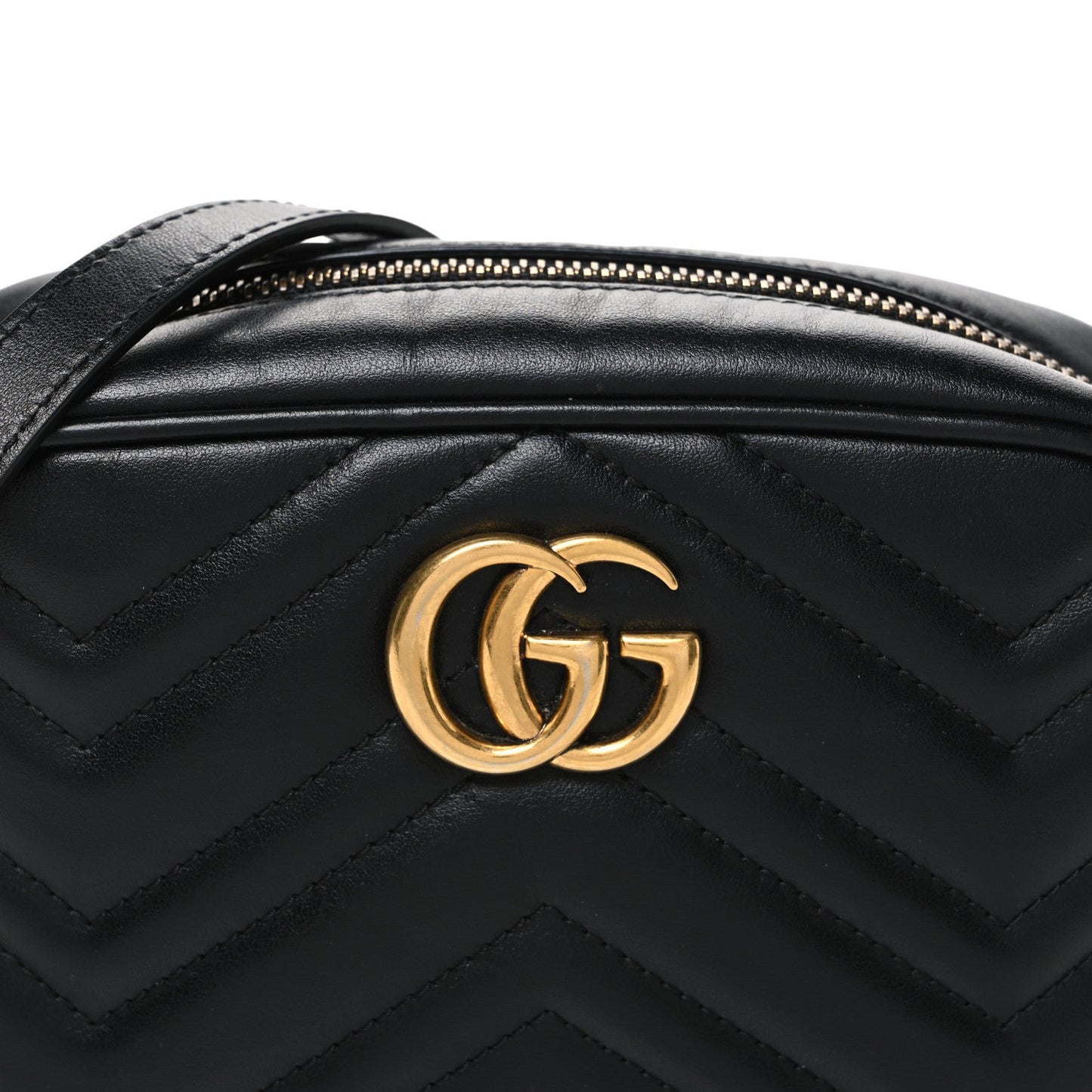 Calfskin Matelasse Mini GG Marmont Chain Shoulder Bag Black