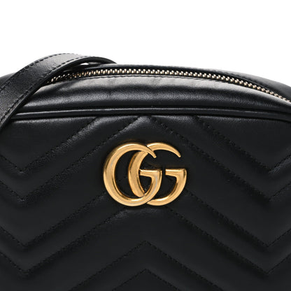 Calfskin Matelasse Mini GG Marmont Chain Shoulder Bag Black