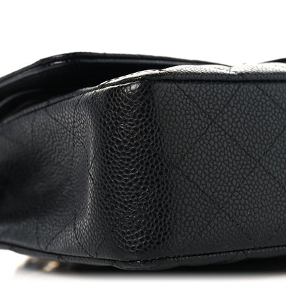 Caviar Quilted Medium Double Flap Black