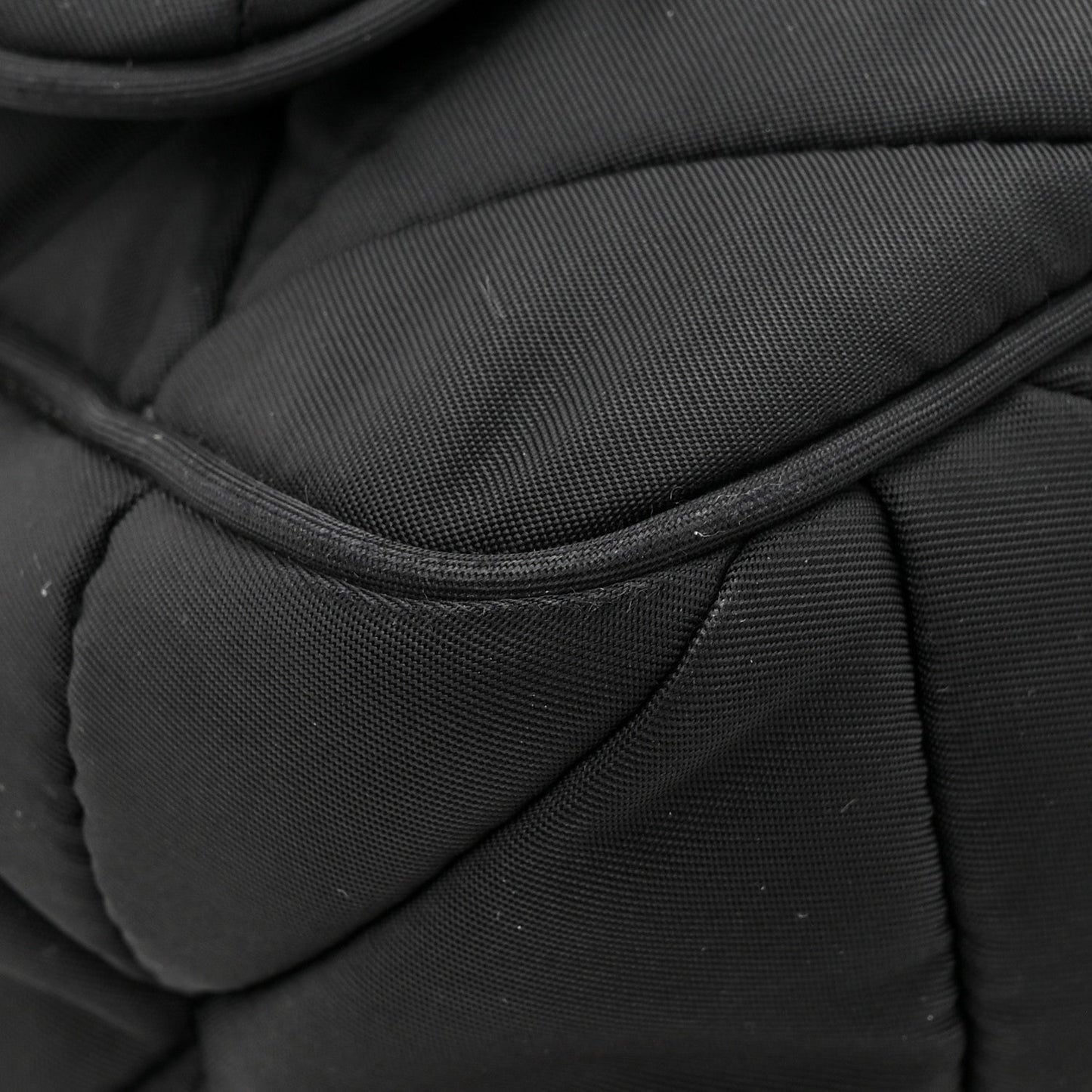 Re-Nylon Quilted Padded Flap Shoulder Bag Black