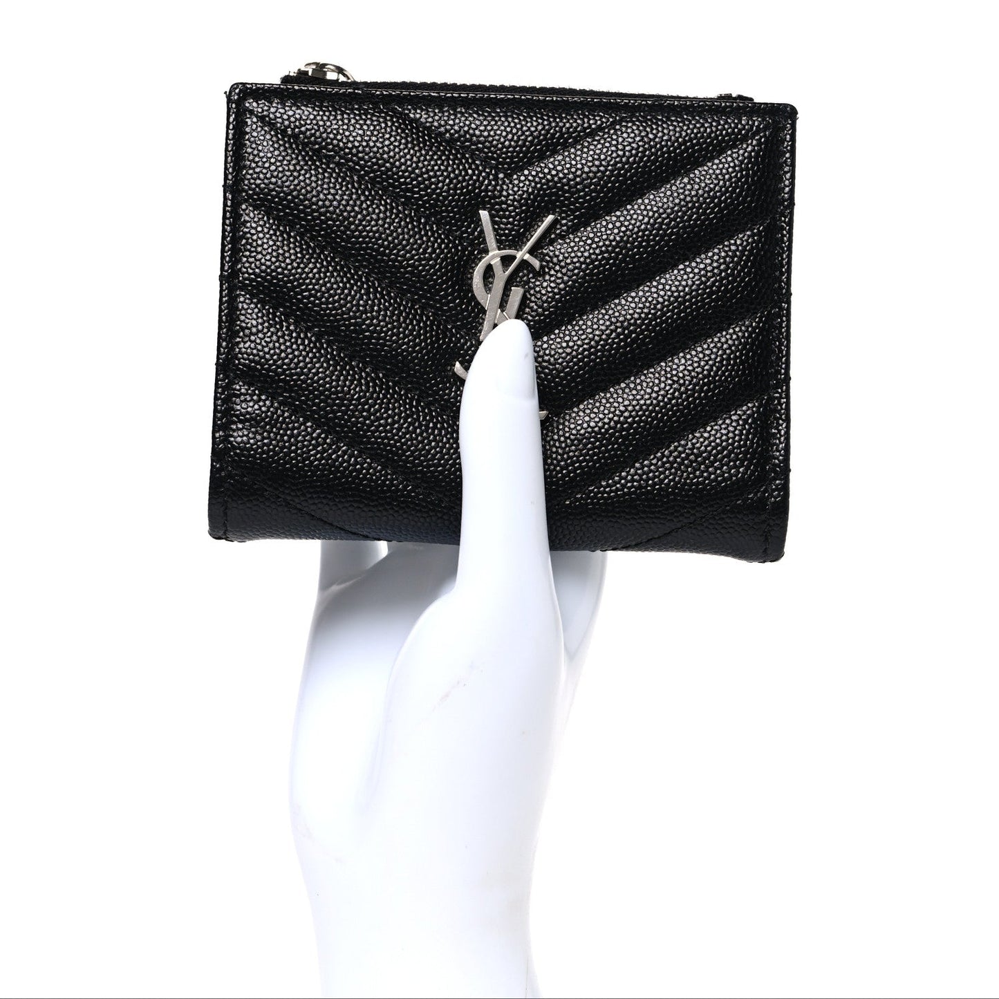 Grain De Poudre Matelasse Chevron Monogram Zipped Card Case Black