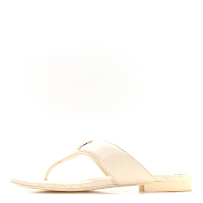 Lambskin Quilted Padded Thong Sandals 39.5 White