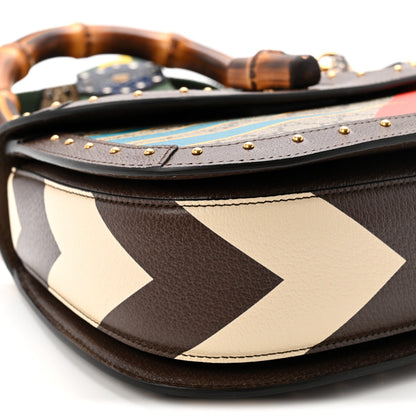 GG Supreme Monogram Studded Calfskin 100 Centennial Geometric Medium Bamboo 1947 Top Handle Bag Beige Ebony Multicolor