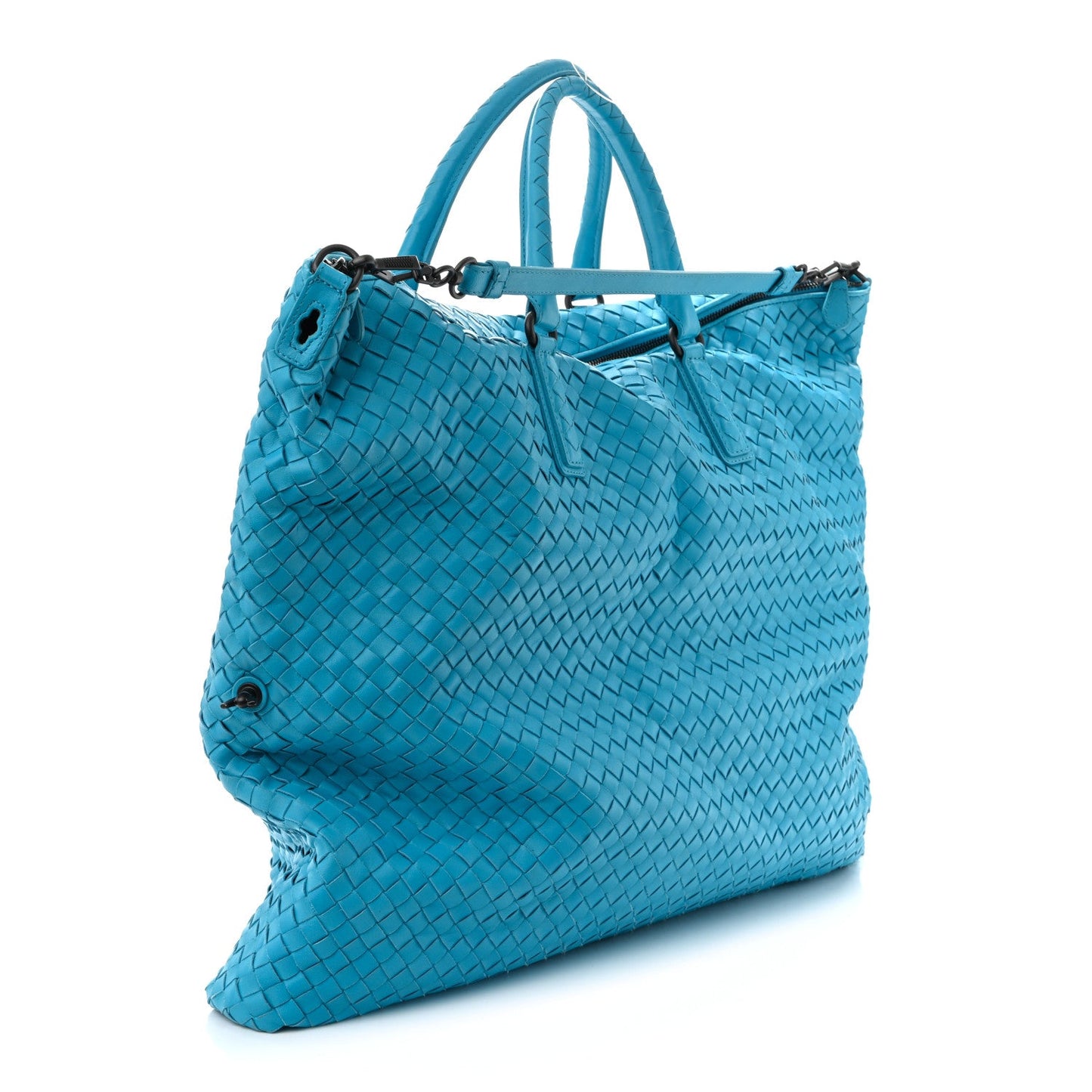 Nappa Intrecciato Maxi Convertible Tote Turquoise