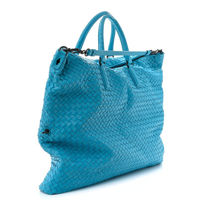 Nappa Intrecciato Maxi Convertible Tote Turquoise