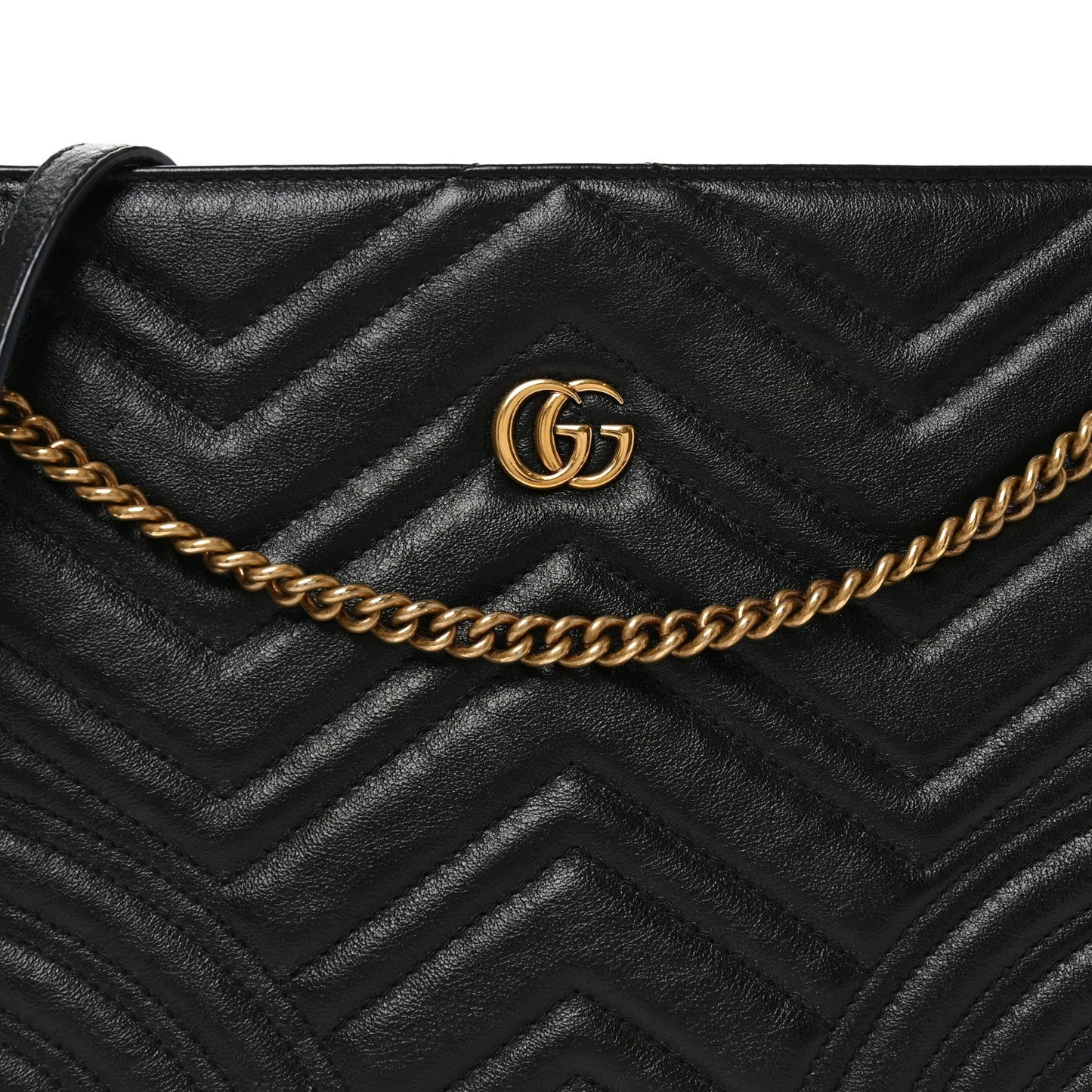 Azalea Calfskin Matelasse Heart Medium GG Marmont Slim Shoulder Bag Black