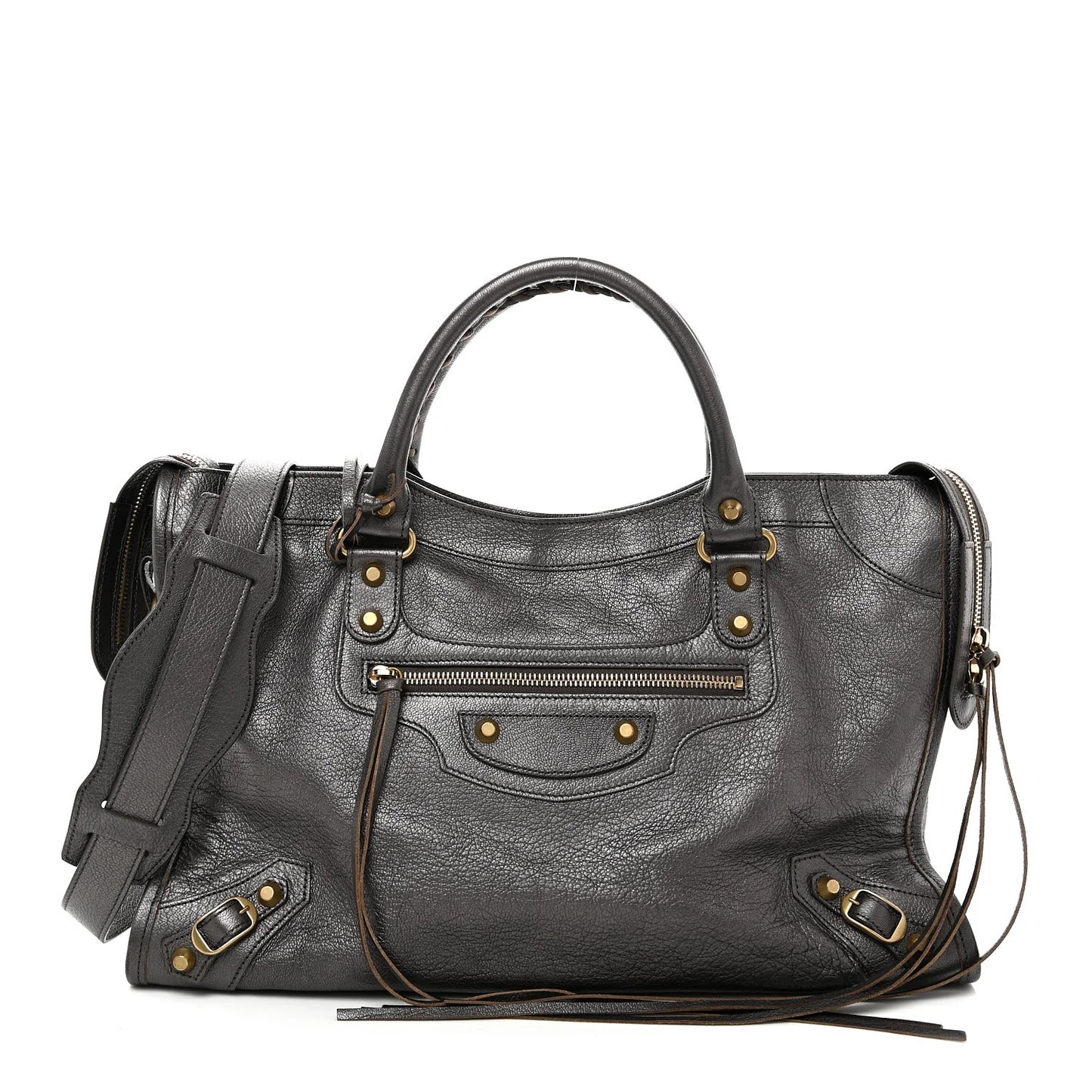 Balenciaga Pearlescent Goatskin Classic Gold Hardware City Bronze