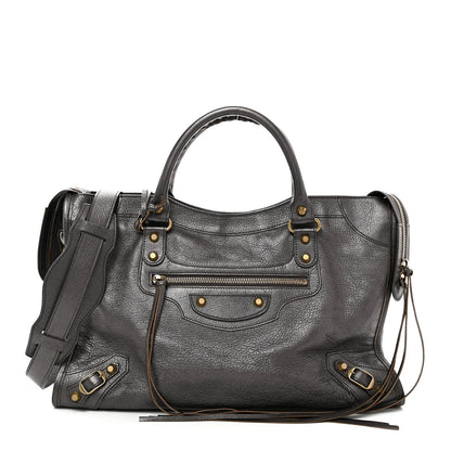 Balenciaga Pearlescent Goatskin Classic Gold Hardware City Bronze