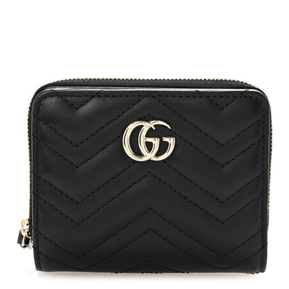 Calfskin Matelasse GG Marmont Compact Wallet Black