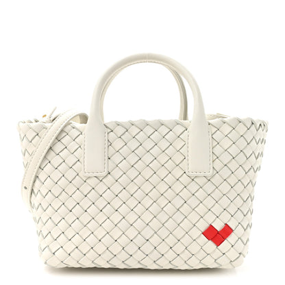 Nappa Intrecciato Mini Heart Cabat White