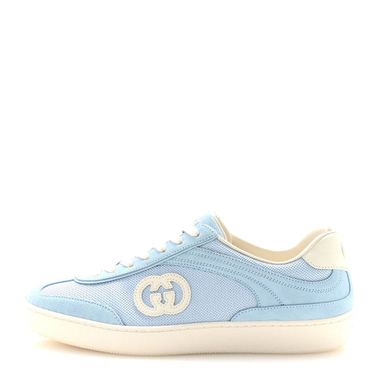 Gucci Suede Mesh Womens G75 Sneakers 38 Blue