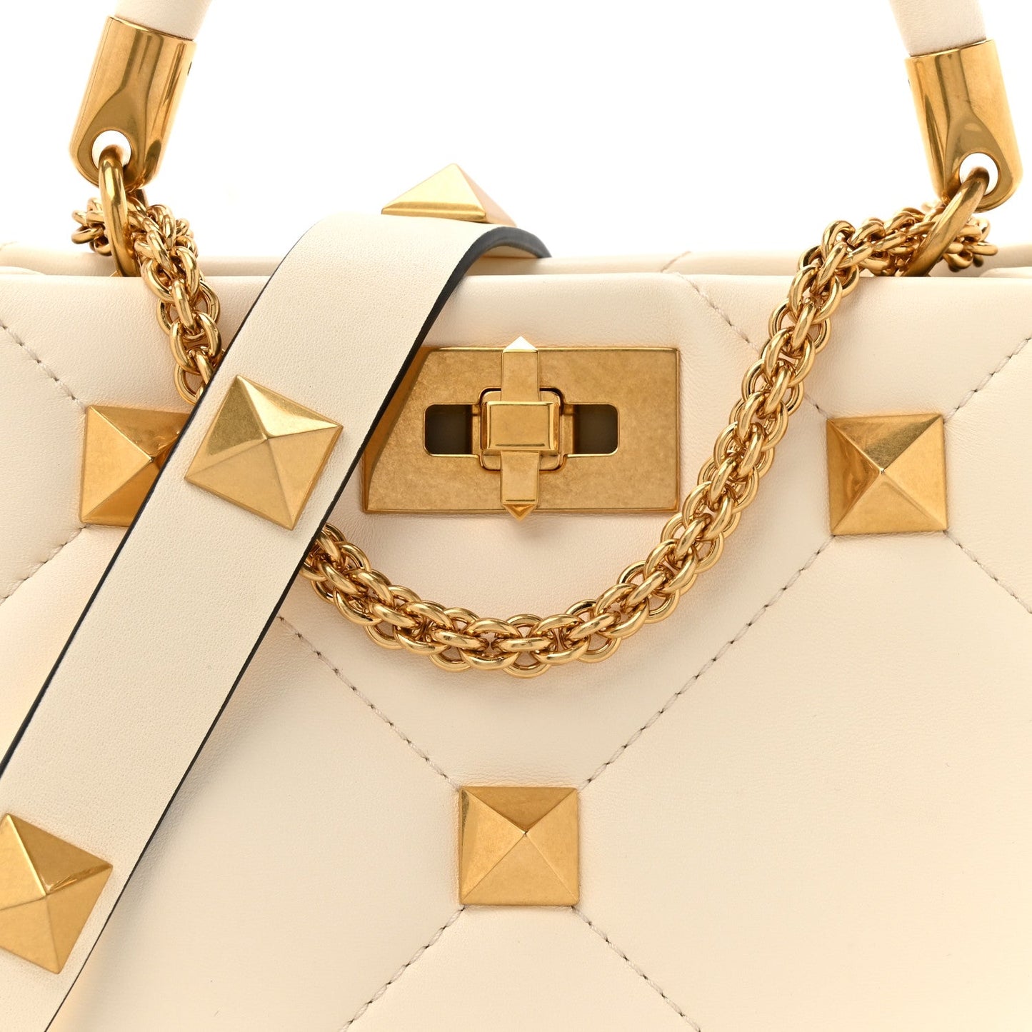 Nappa Small Roman Stud The Handle Bag Ivory