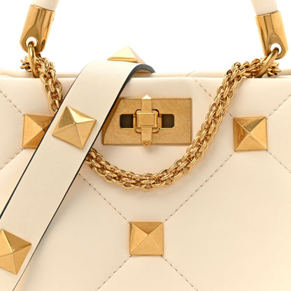 Nappa Small Roman Stud The Handle Bag Ivory
