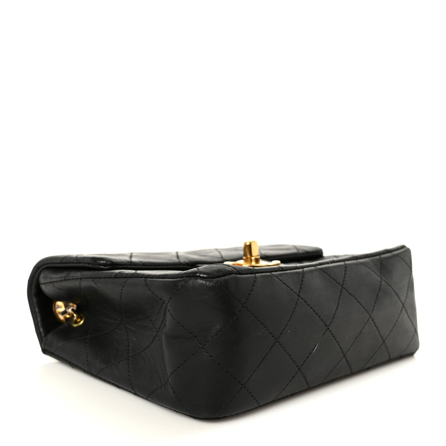 Lambskin Quilted Mini Square Flap Bag Black
