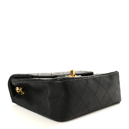 Lambskin Quilted Mini Square Flap Bag Black