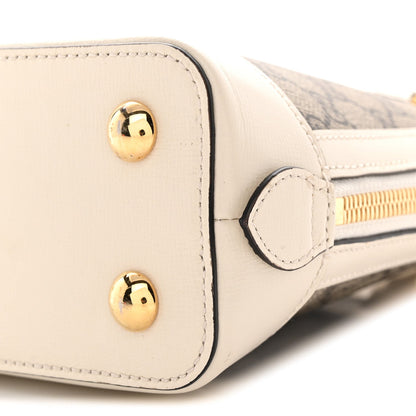 GG Supreme Monogram Azalea Calfskin Small Horsebit 1955 Top Handle Bag Beige Ebony Mystic White