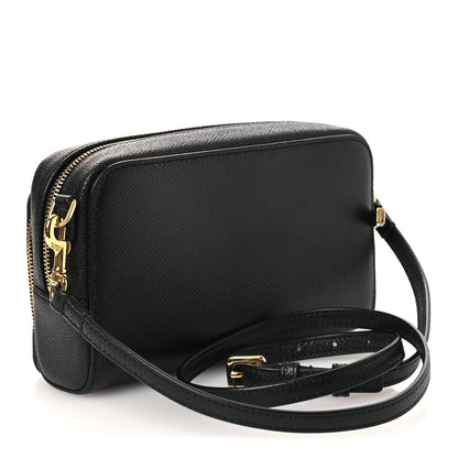 Grained Calfskin Caro Double Pouch Black