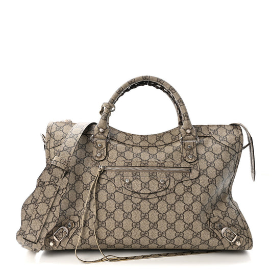 X GUCCI GG Supreme Monogram Neo Classic Silver Hardware City Beige Ebony