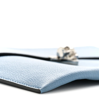 Alexander McQueen Calfskin Skull Envelope Clutch Blue