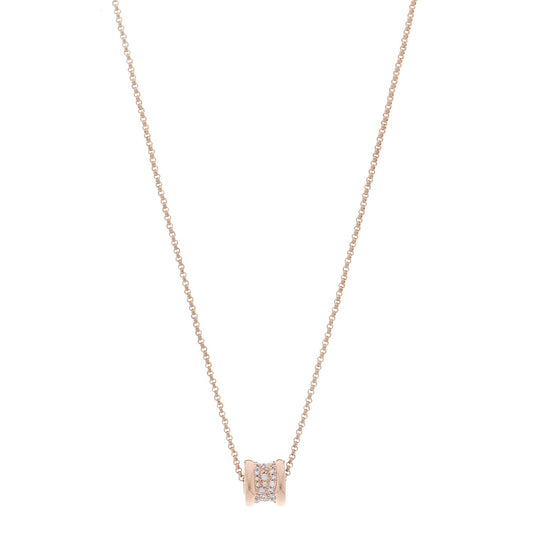 18K Rose Gold Diamond Small B.Zero1 Pave Pendant Necklace