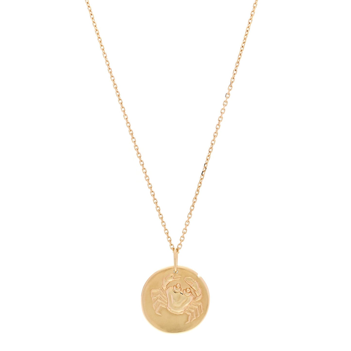 18K Yellow Gold Zodiac Cancer Pendant Necklace
