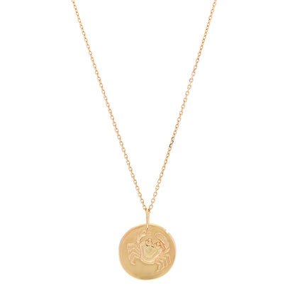 18K Yellow Gold Zodiac Cancer Pendant Necklace