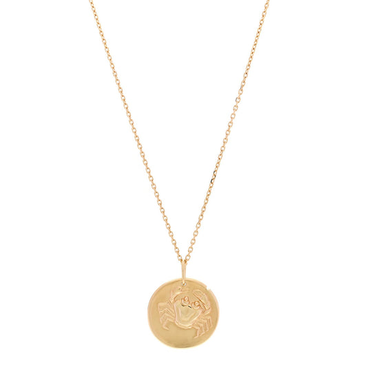 18K Yellow Gold Zodiac Cancer Pendant Necklace
