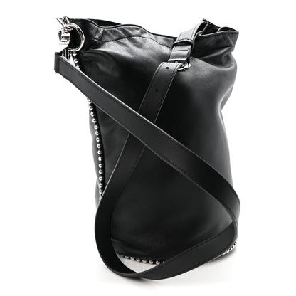 Lambskin Attica Chain Dry Sack Bucket Bag Black