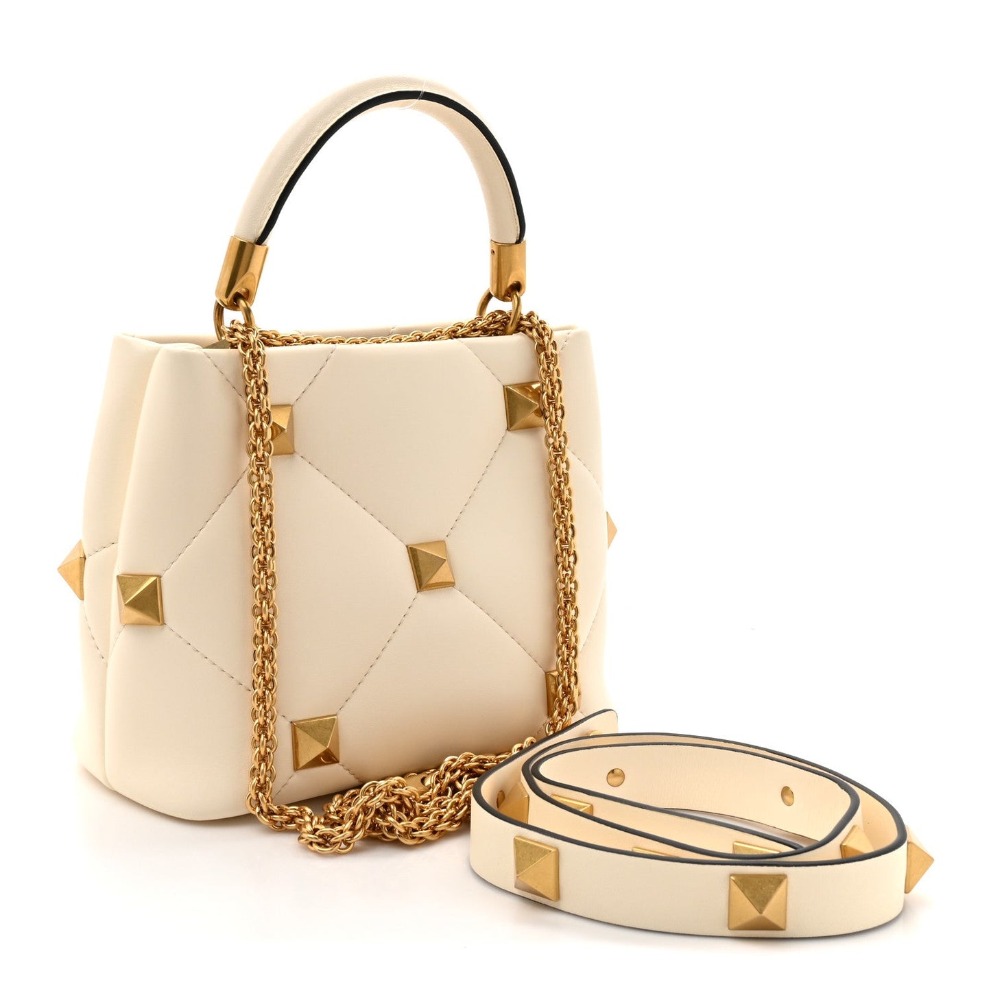 Nappa Small Roman Stud The Handle Bag Ivory