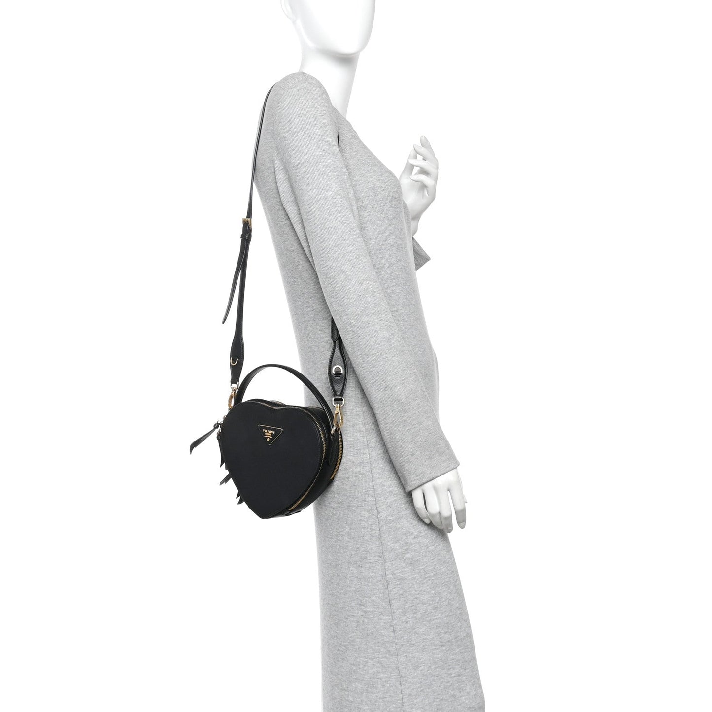 Saffiano Lux Odette Heart Crossbody Black