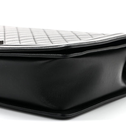 Lambskin Quilted Large Boy Flap Black