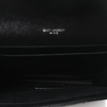 Grain De Poudre Matelasse Chevron Monogram Envelope Clutch Black