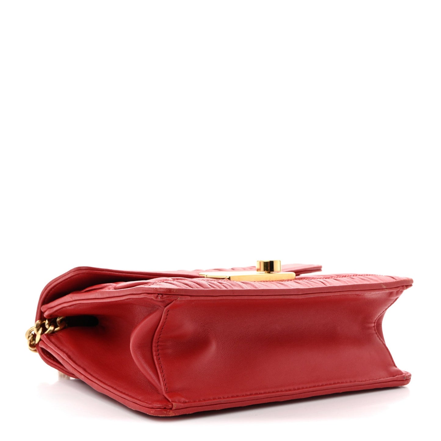 Nappa Gaufre Sound Flap Crossbody Shoulder Bag Red